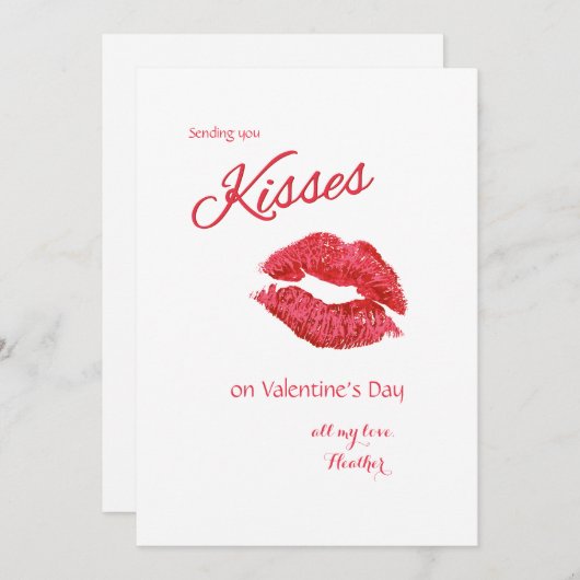 Carte de la Saint Valentin en baiser à lèvres (Devant / Derrière)