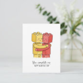 Carte de la Saint-Valentin en blocs de constructio (Debout devant)
