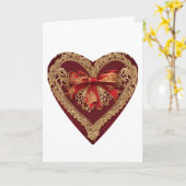 Carte de la Saint-Valentin en forme de cœur en den (Fleur jaune)