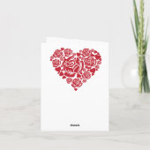 Carte de la Saint-Valentin en forme de cœur fleuri (Dos)