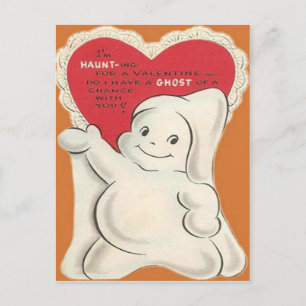 Carte de la Saint-Valentin fantôme Halloween Rétro