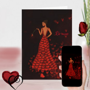 Carte de la Saint-Valentin Femme en robe rouge