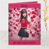 CARTE DE LA SAINT-VALENTIN Fille japonaise moderne (Fleur jaune)