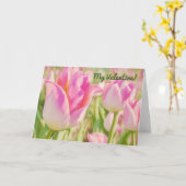 Carte de la Saint-Valentin Fleur Rose Tulipe Rose (Fleur jaune)