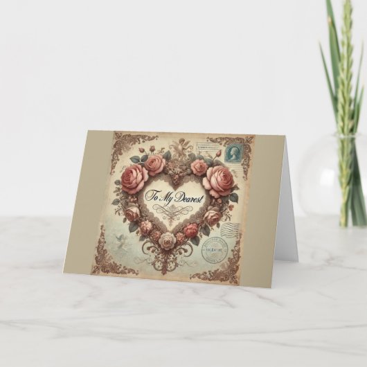 Carte de la Saint-Valentin florale romantique vint (Devant)