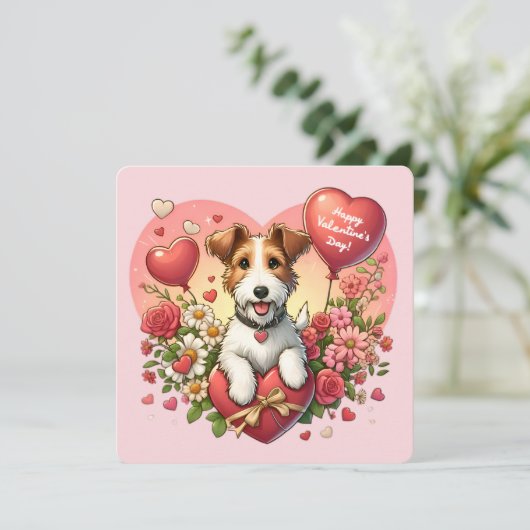 Carte de la Saint-Valentin - Fox Terrier (Debout devant)