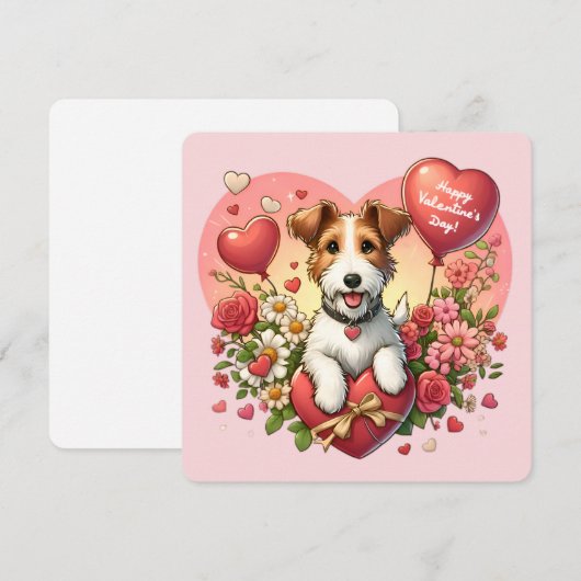 Carte de la Saint-Valentin - Fox Terrier (Devant / Derrière)