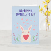 Carte de la Saint-Valentin Funny Bunny Rabbit (Fleur jaune)