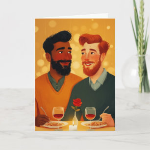 Carte de la Saint-Valentin gay — Deux hommes, rose
