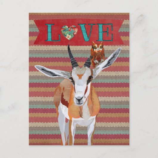 Carte de la Saint-Valentin GAZELLE & OWL (Devant)
