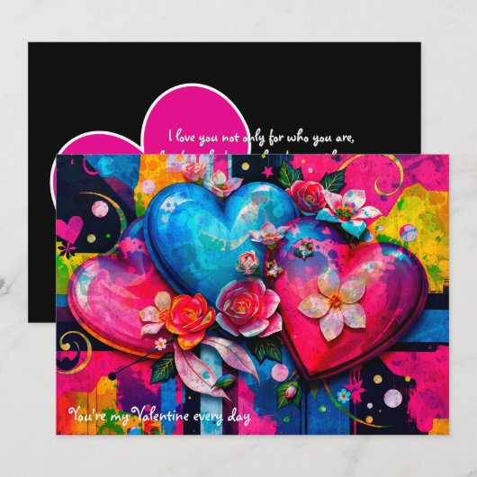 Carte de la Saint-Valentin Goth Grunge {Graffiti L (Devant / Derrière)