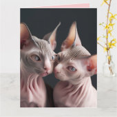 CARTE DE LA SAINT-VALENTIN GRANDE CHAT SPHINX SANS (Fleur jaune)