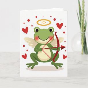 Carte de la Saint-Valentin Grenouille Cupidon Amou