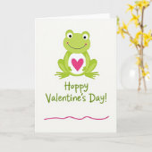Carte de la Saint-Valentin grenouille joyeuse (Fleur jaune)