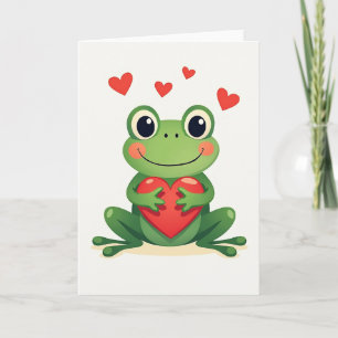 Carte de la Saint-Valentin grenouille mignonne cœu