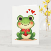 Carte de la Saint-Valentin Grenouille Verte (Fleur jaune)