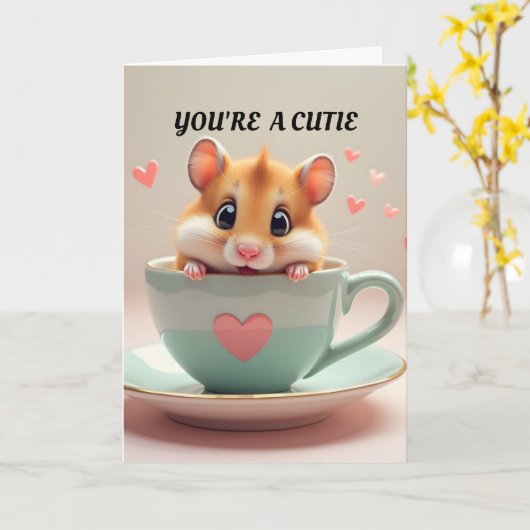 Carte de la Saint-Valentin Hamster (Fleur jaune)