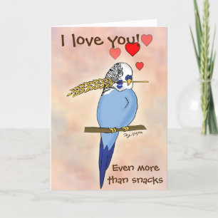Carte de la Saint-Valentin Happy Snack Budgie Bird