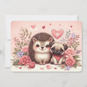Carte de la Saint-Valentin Hérisson et Pug Adorabl (Devant)