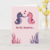 Carte de la Saint-Valentin Hippocampe Amour (Fleur jaune)