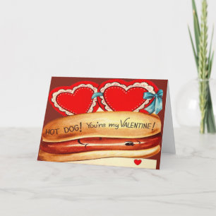 Carte de la Saint-Valentin Hot Dog Rétro Vintage