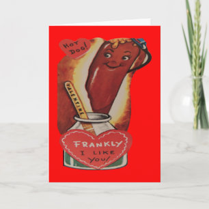 Carte de la Saint-Valentin Hot Dog Rétro Vintage