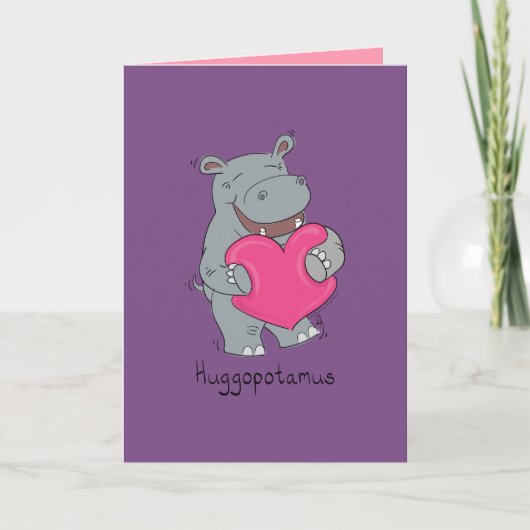 Carte de la Saint-Valentin Huggopotamus Hippopotam (Devant)
