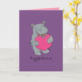 Carte de la Saint-Valentin Huggopotamus Hippopotam (Fleur jaune)