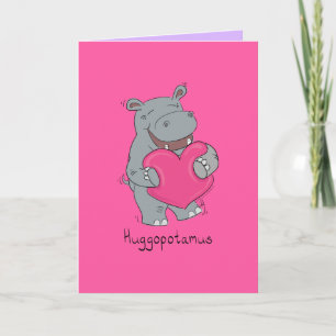 Carte de la Saint-Valentin Huggopotamus Hippopotam