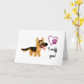 Carte de la Saint-Valentin "Je t'aime en chien" (Fleur jaune)