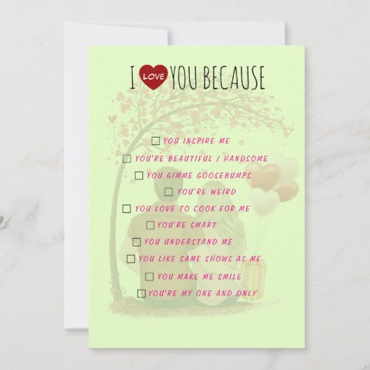 Carte de la Saint-Valentin - Je t'aime parce que (Devant)