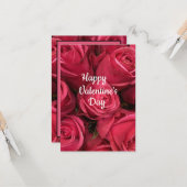 Carte de la Saint-Valentin joyeuse à fleurs roses (Devant/Arrière en situation)