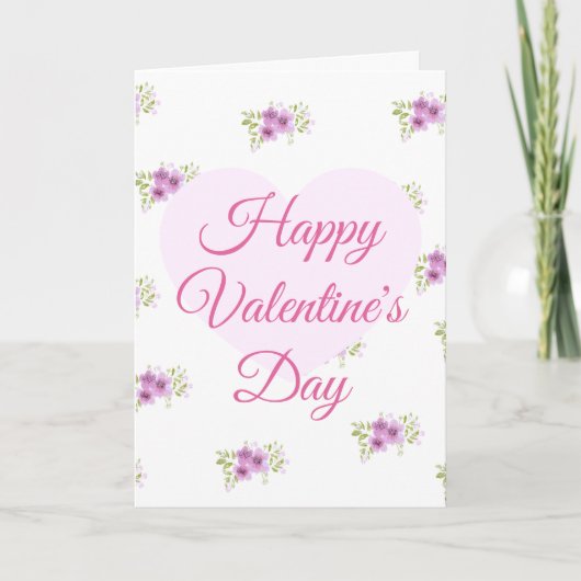 Carte de la Saint-Valentin Joyeuse avec Cœur Rose  (Devant)