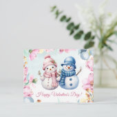 Carte de la Saint-Valentin Joyeuse Couple Bonhomme (Debout devant)