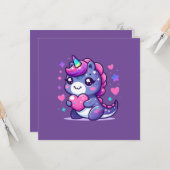 Carte de la Saint-Valentin Kawaii Mignonne (Devant/Arrière en situation)