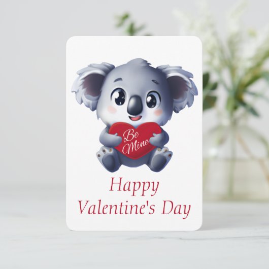 Carte de la Saint-Valentin Koala Mignon (Debout devant)