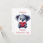 Carte de la Saint-Valentin Koala Mignon (Devant/Arrière en situation)
