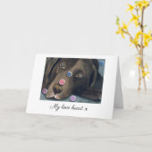 Carte de la Saint-Valentin Labrador au Chocolat (Fleur jaune)