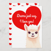 Carte de la Saint-Valentin Lama Mignon (Devant / Derrière)