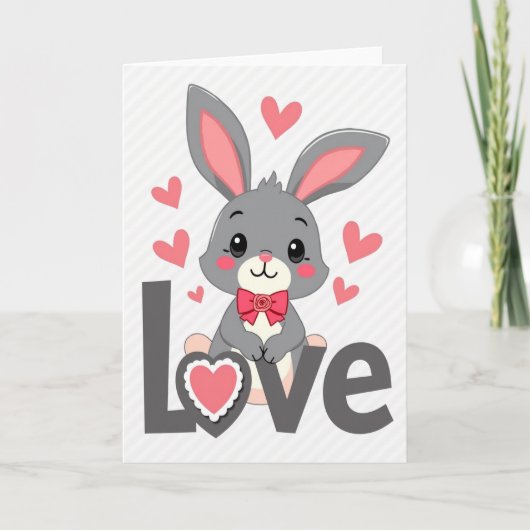 Carte de la Saint-Valentin Lapin d'Amour Mignon (Devant)