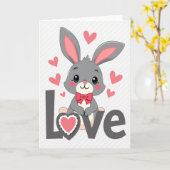 Carte de la Saint-Valentin Lapin d'Amour Mignon (Fleur jaune)