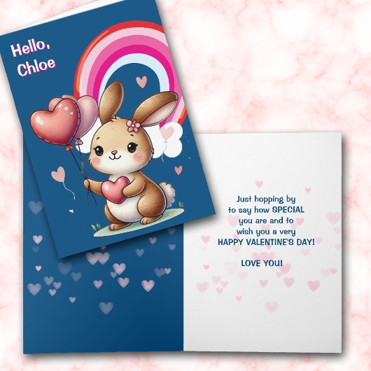 Carte de la Saint-Valentin Lapin Mignon et Arc-en-