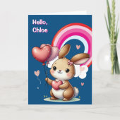 Carte de la Saint-Valentin Lapin Mignon et Arc-en- (Devant)