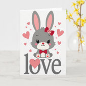 Carte de la Saint-Valentin Lapin Mignon et Doux (Fleur jaune)