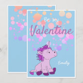 Carte de la Saint-Valentin Licorne Mignonne (Devant / Derrière)