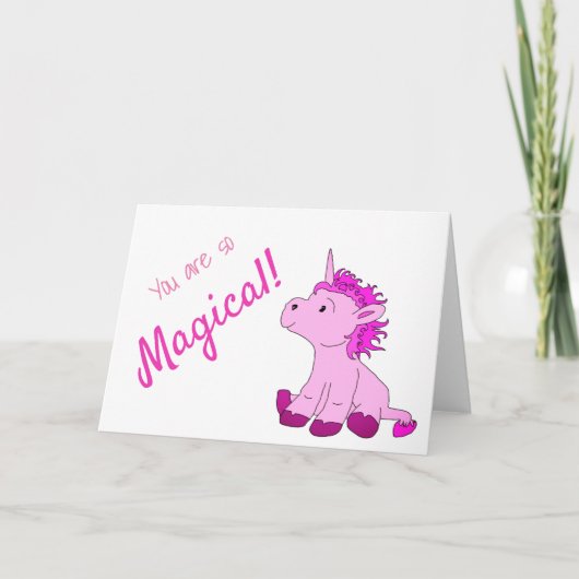 Carte de la Saint-Valentin Licorne Rose Magique (Devant)
