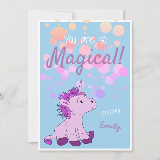 Carte de la Saint-Valentin Licorne Rose Magique (Devant)