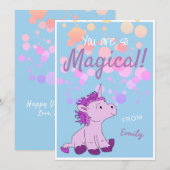 Carte de la Saint-Valentin Licorne Rose Magique (Devant / Derrière)