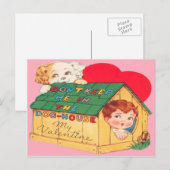 Carte de la Saint-Valentin Maison de Chien Rétro V (Devant / Derrière)