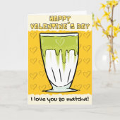 Carte de la Saint-Valentin Matcha drôle (Fleur jaune)